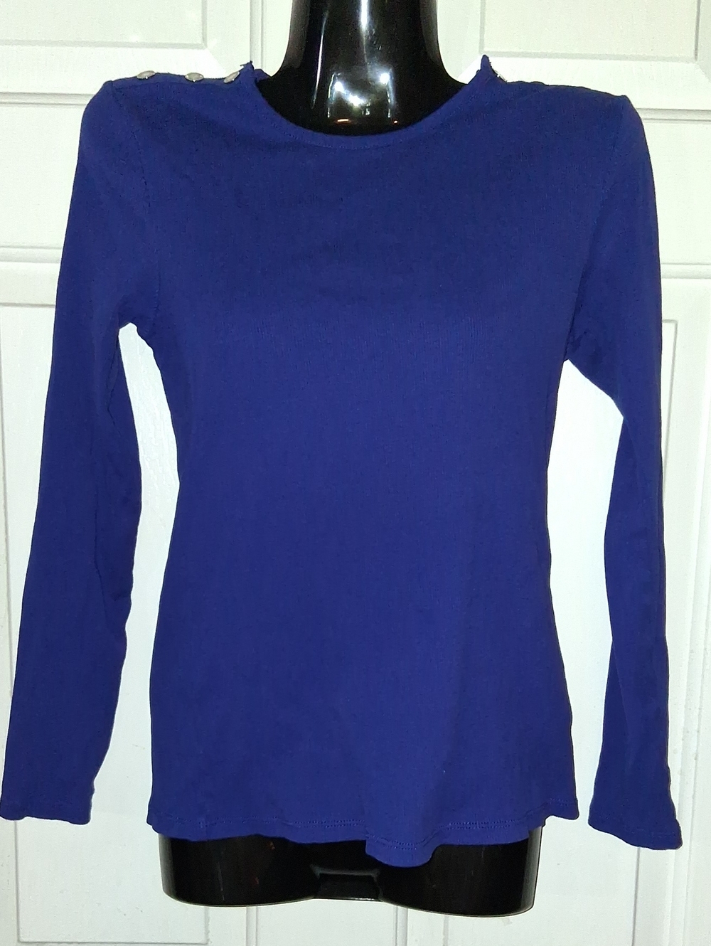 Lauren Ralph Lauren Long-Sleeve Ribbed Crewneck Top - Royal Blue